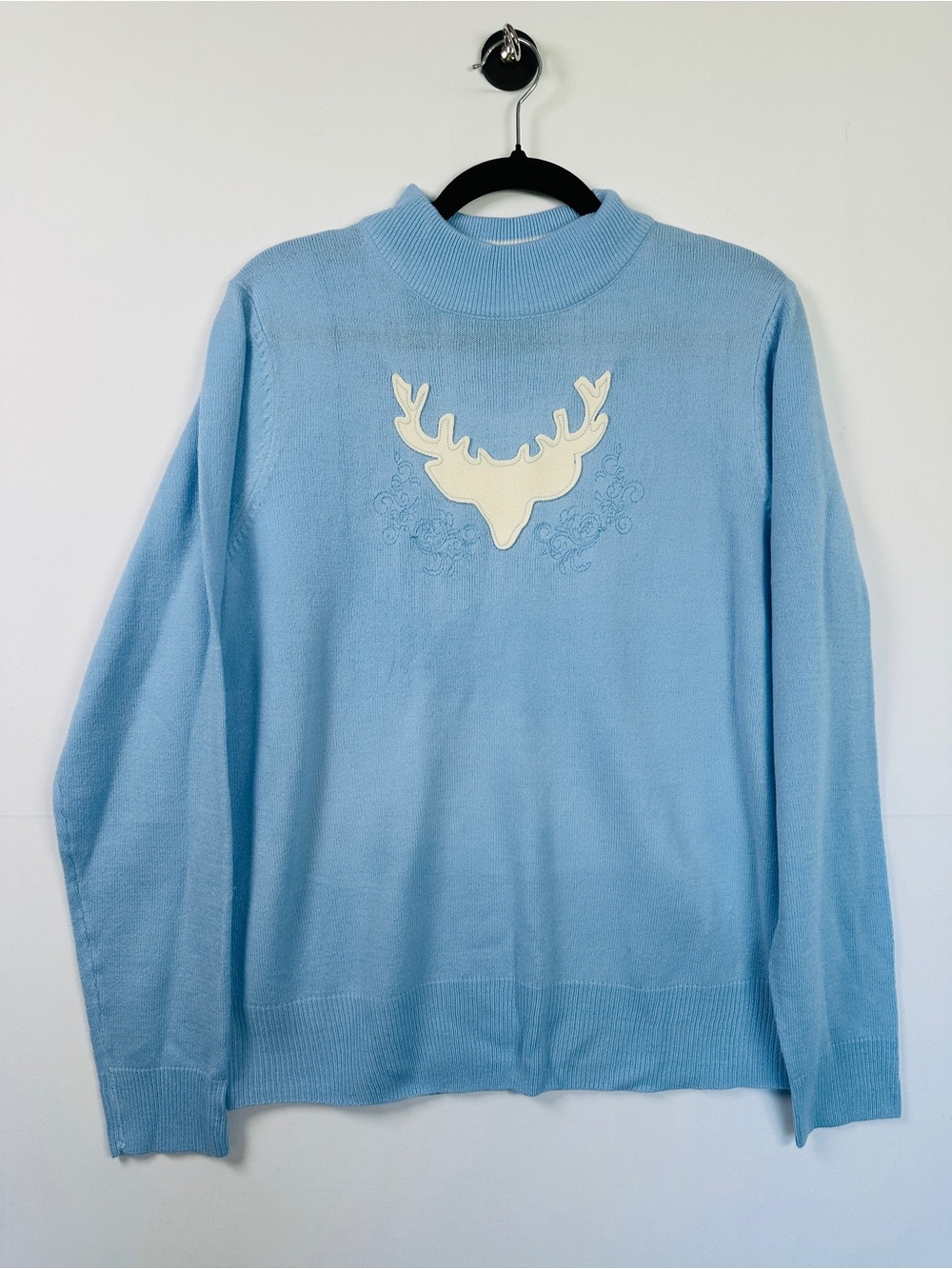 Tradition Country Collection NWT Deadstock Deer Mock Neck Sweater Blue M